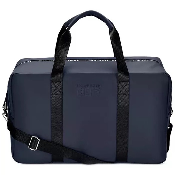 Calvin Klein Defy Duffle Weekender Travel Carry-On Sport Gym Bag Navy Blue - Picture 1 of 7